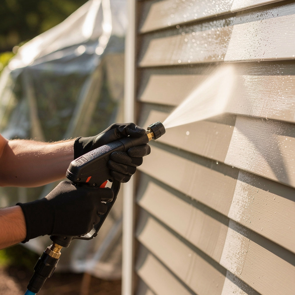 Nashville Pressure Washing expert technician using soft wash equipment for safe, effective cleaning in Nashville, TN